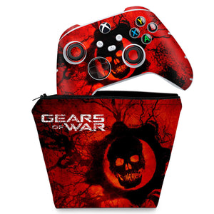 KIT Capa Case e Skin Anti-Rage Xbox Series S X Controle - Gears of War - Skull - Pop Arte Skins