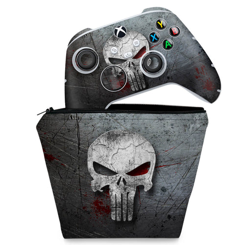 KIT Capa Case e Skin Anti-Rage Xbox Series S X Controle - The Punisher Justiceiro