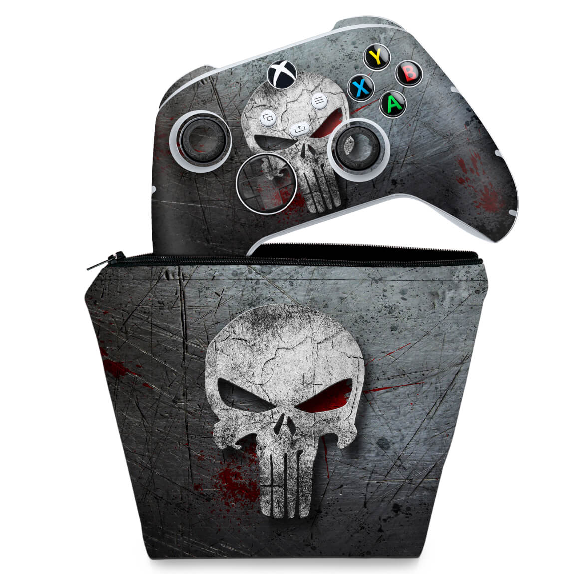 KIT Capa Case e Skin Anti-Rage Xbox Series S X Controle - The Punisher Justiceiro
