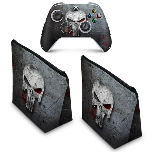 KIT Capa Case e Skin Anti-Rage Xbox Series S X Controle - The Punisher Justiceiro