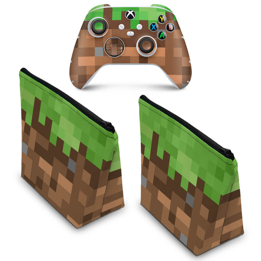KIT Capa Case e Skin Anti-Rage Xbox Series S X Controle - Minecraft