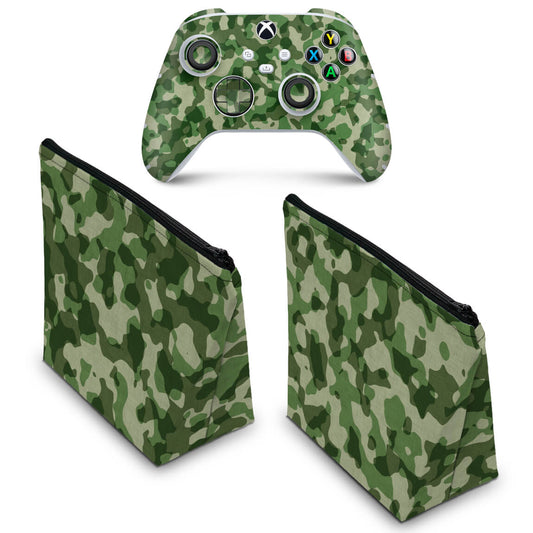 KIT Capa Case e Skin Anti-Rage Xbox Series S X Controle - Camuflado Verde