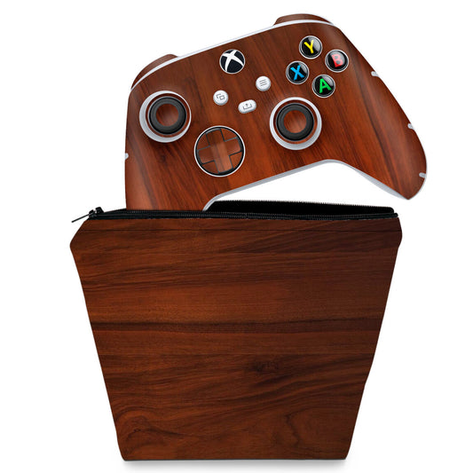 KIT Capa Case e Skin Anti-Rage Xbox Series S X Controle - Madeira