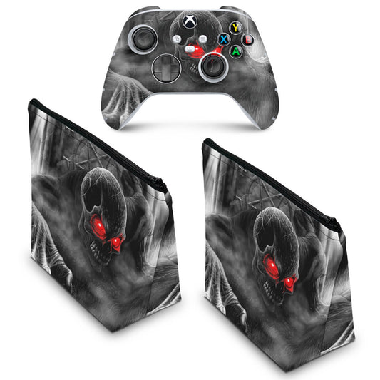 KIT Capa Case e Skin Anti-Rage Xbox Series S X Controle - Caveira Skull