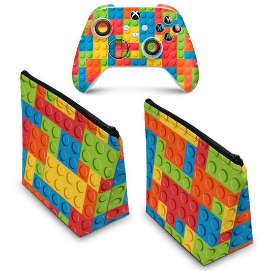 KIT Capa Case e Skin Anti-Rage Xbox Series S X Controle - Lego Peça