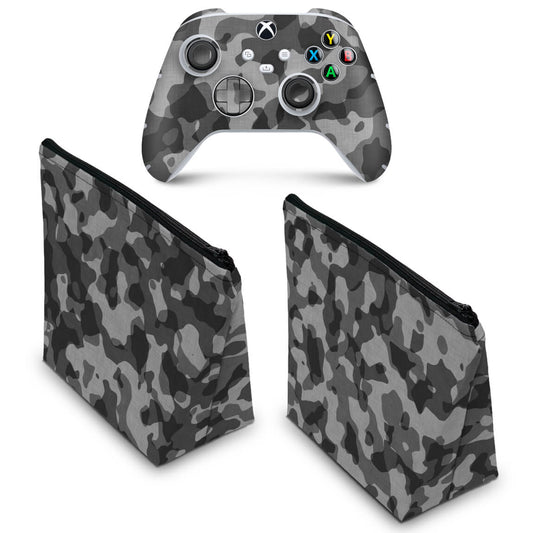 KIT Capa Case e Skin Anti-Rage Xbox Series S X Controle - Camuflado Cinza