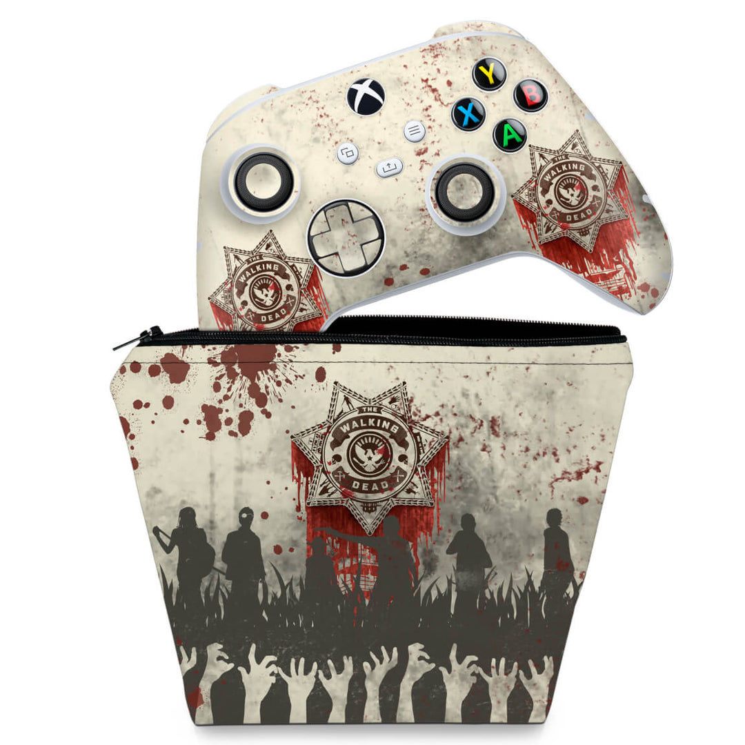 KIT Capa Case e Skin Anti-Rage Xbox Series S X Controle - The Walking Dead - Pop Arte Skins