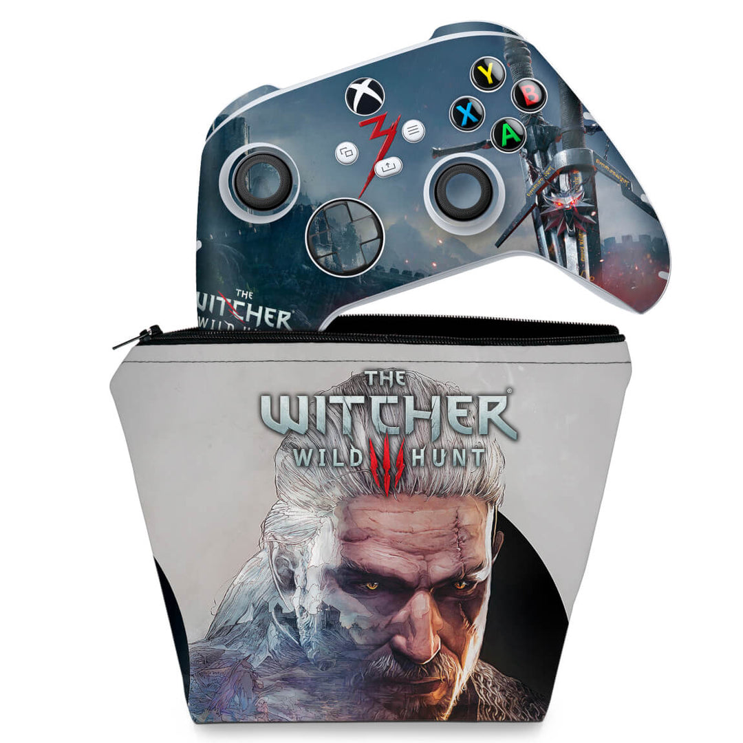 KIT Capa Case e Skin Anti-Rage Xbox Series S X Controle - The Witcher 3 - Pop Arte Skins