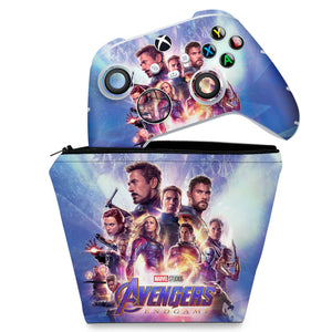 KIT Capa Case e Skin Anti-Rage Xbox Series S X Controle - Vingadores Ultimato Endgame - Pop Arte Skins