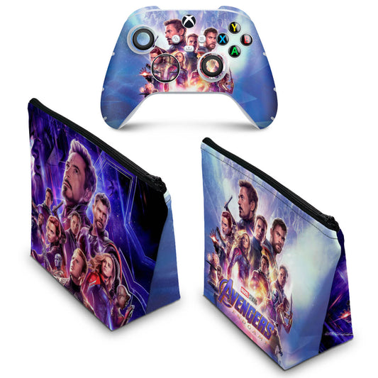 KIT Capa Case e Skin Anti-Rage Xbox Series S X Controle - Vingadores Ultimato Endgame