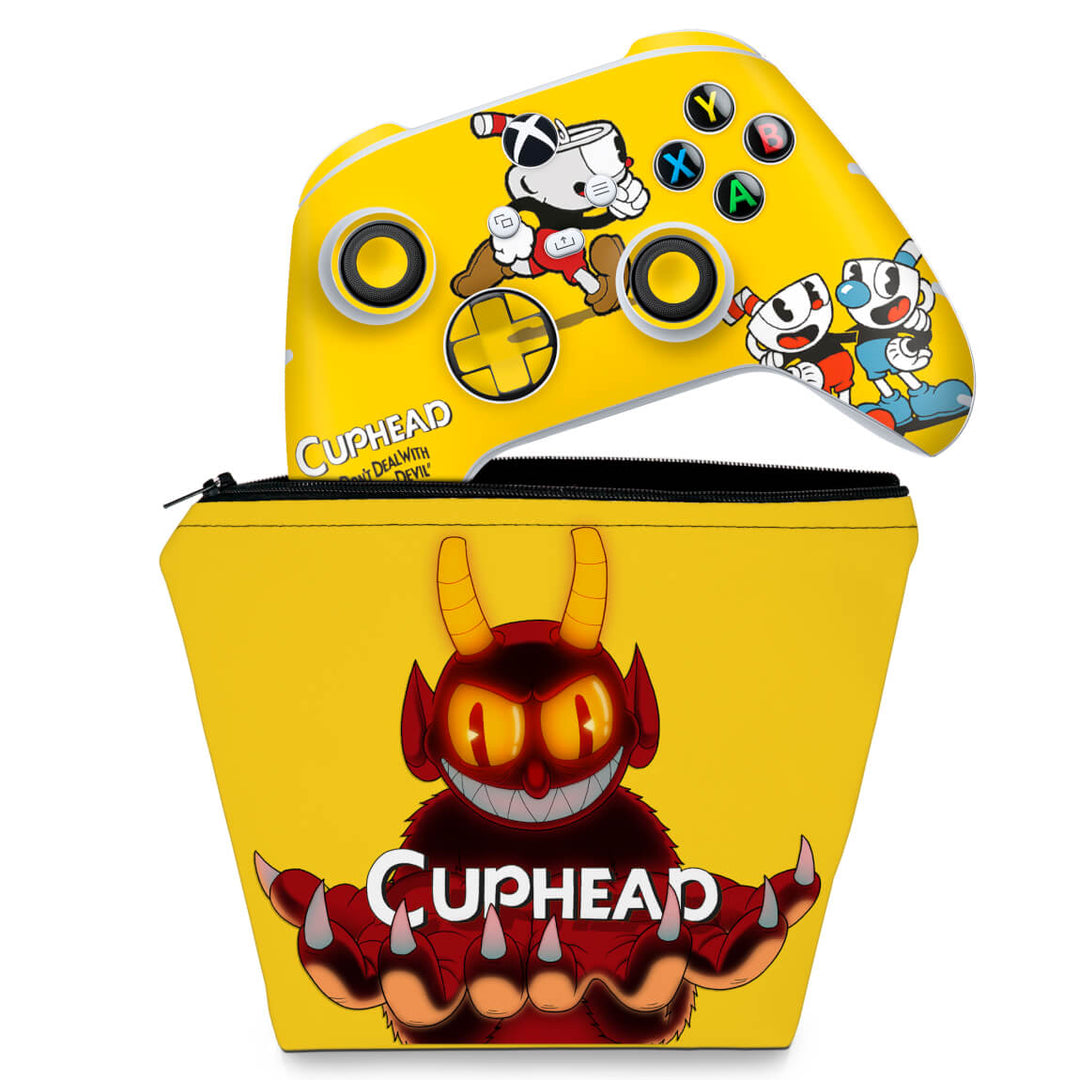 KIT Capa Case e Skin Anti-Rage Xbox Series S X Controle - Cuphead - Pop Arte Skins