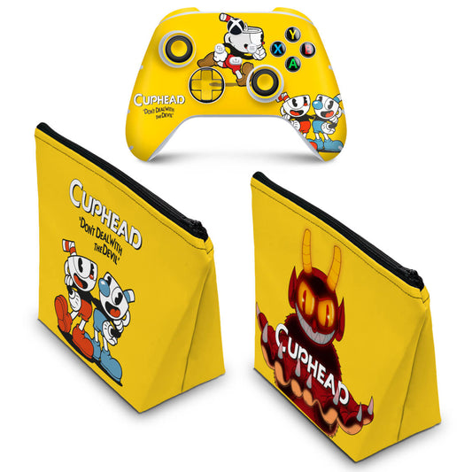 KIT Capa Case e Skin Anti-Rage Xbox Series S X Controle - Cuphead