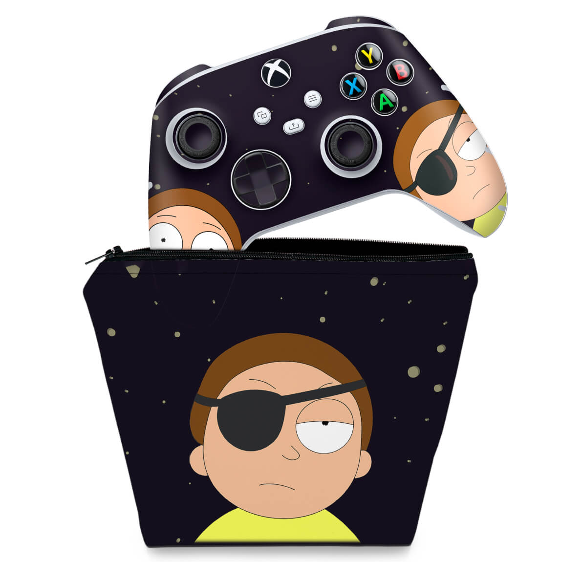 KIT Capa Case e Skin Anti-Rage Xbox Series S X Controle - Morty Rick And Morty