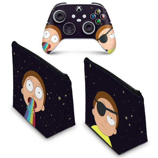KIT Capa Case e Skin Anti-Rage Xbox Series S X Controle - Morty Rick And Morty