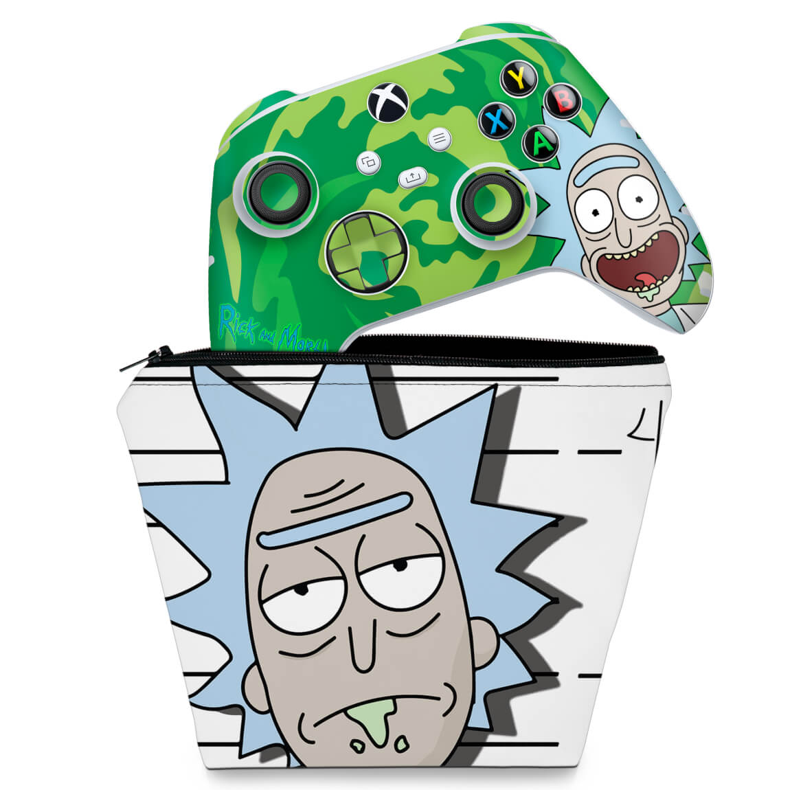 KIT Capa Case e Skin Anti-Rage Xbox Series S X Controle - Rick And Morty