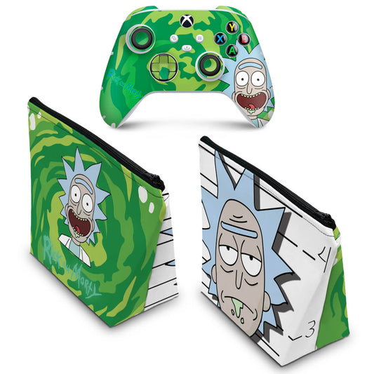 KIT Capa Case e Skin Anti-Rage Xbox Series S X Controle - Rick And Morty