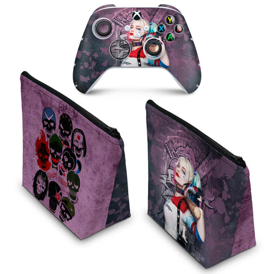KIT Capa Case e Skin Anti-Rage Xbox Series S X Controle - Arlequina Harley Quinn