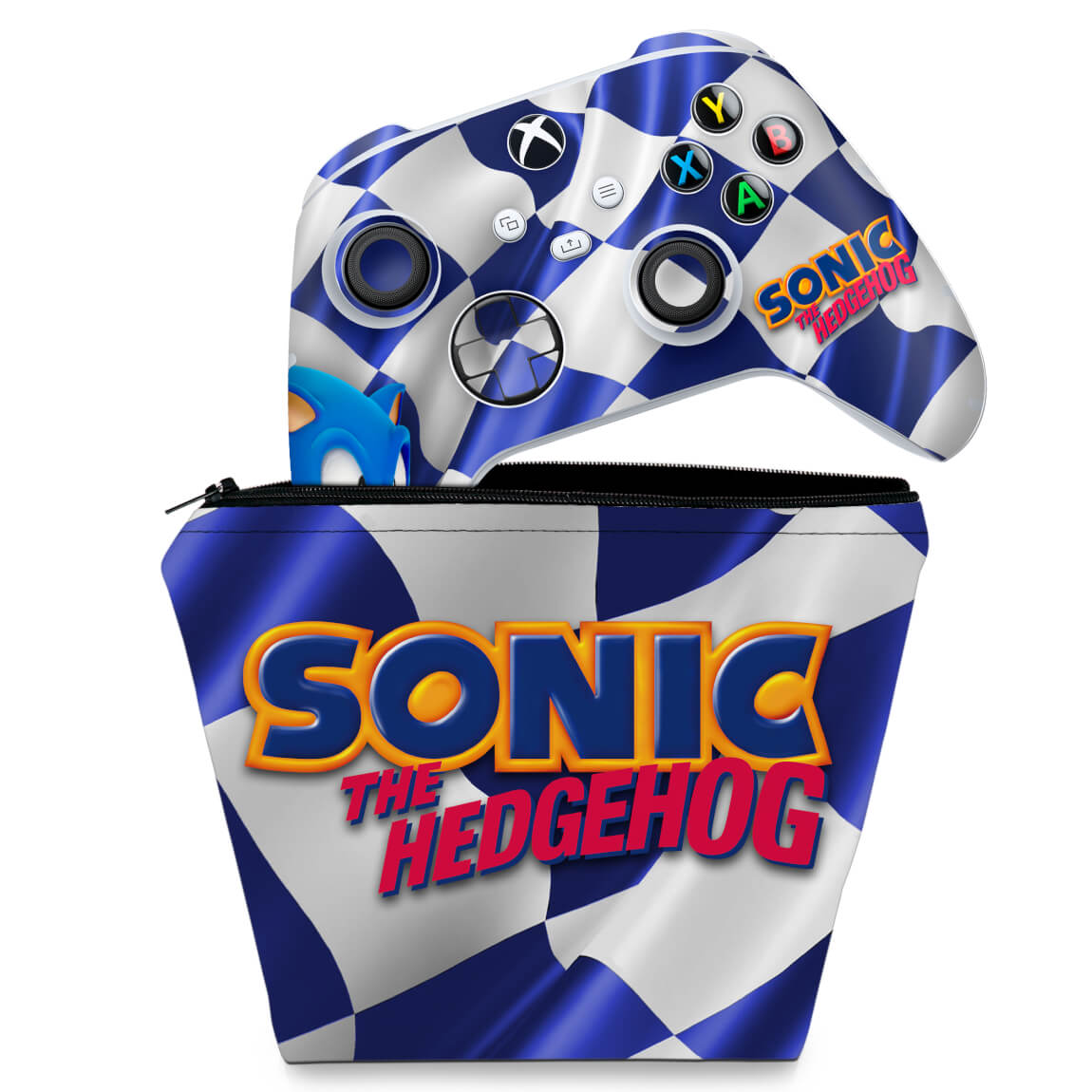 KIT Capa Case e Skin Anti-Rage Xbox Series S X Controle - Sonic