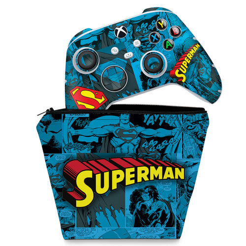 KIT Capa Case e Skin Anti-Rage Xbox Series S X Controle - Superman Comics