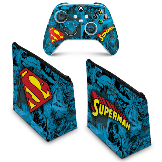 KIT Capa Case e Skin Anti-Rage Xbox Series S X Controle - Superman Comics
