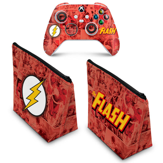 KIT Capa Case e Skin Anti-Rage Xbox Series S X Controle - The Flash Comics