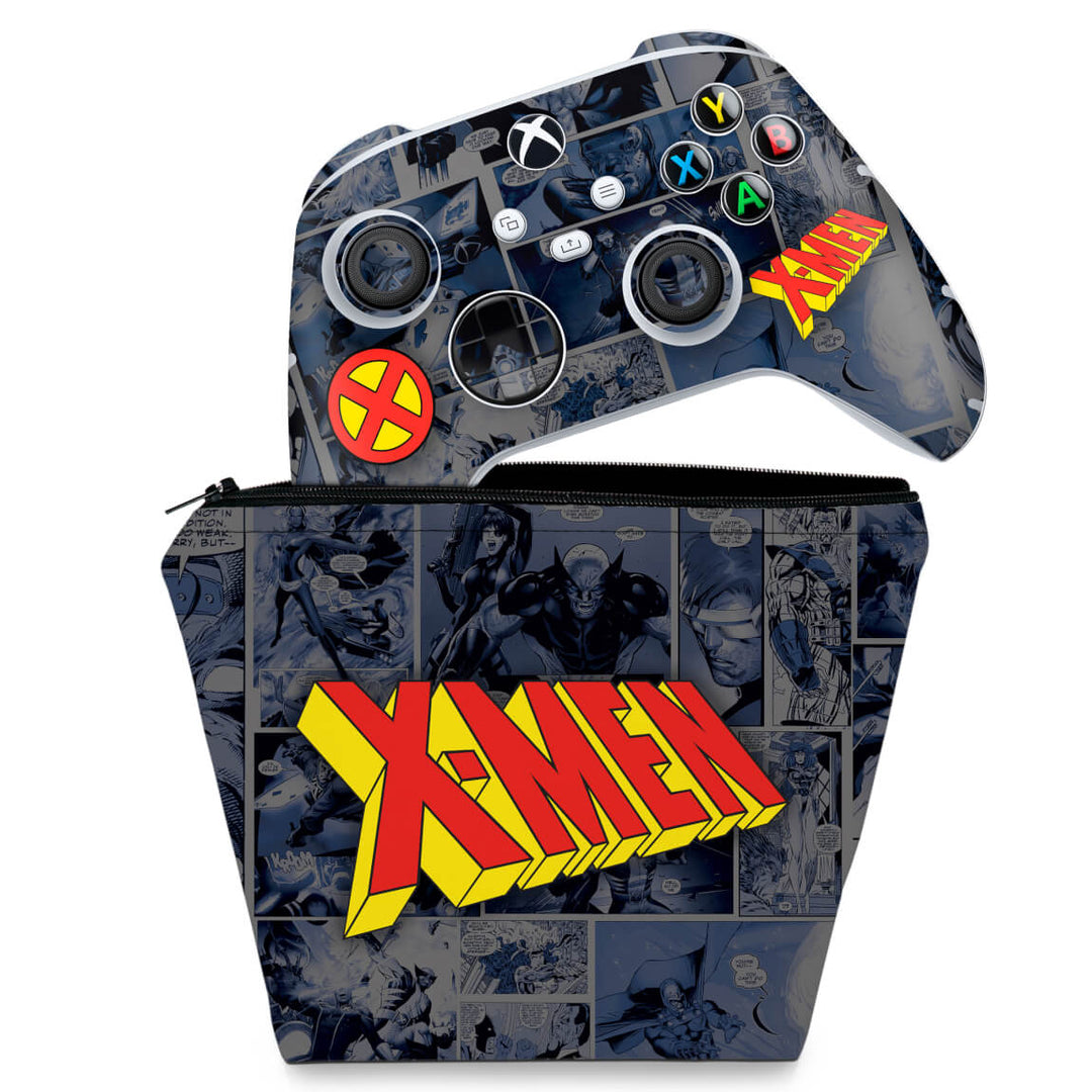 KIT Capa Case e Skin Anti-Rage Xbox Series S X Controle - X-Men Comics - Pop Arte Skins
