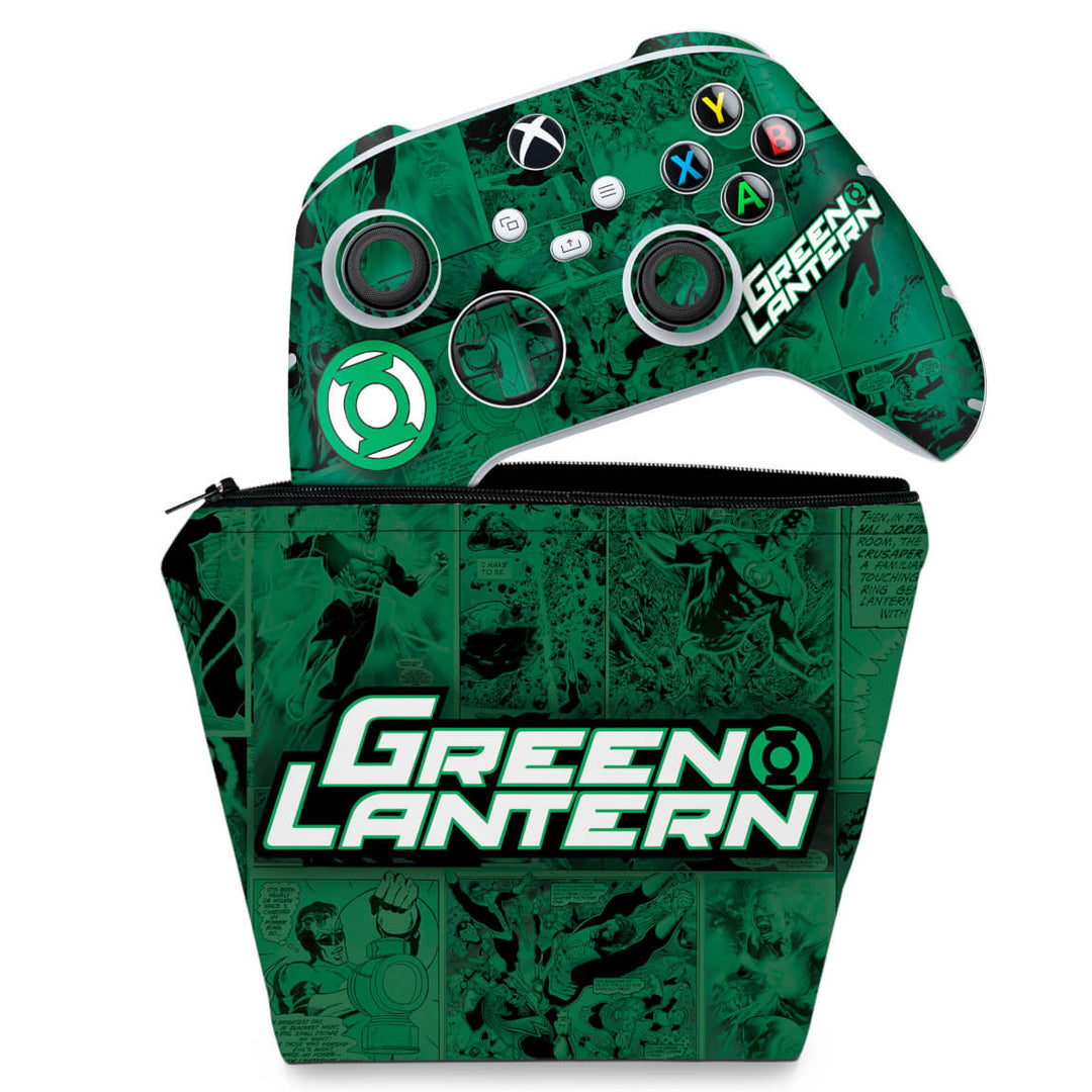KIT Capa Case e Skin Anti-Rage Xbox Series S X Controle - Lanterna Verde Comics - Pop Arte Skins