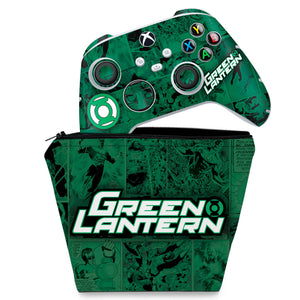 KIT Capa Case e Skin Anti-Rage Xbox Series S X Controle - Lanterna Verde Comics - Pop Arte Skins