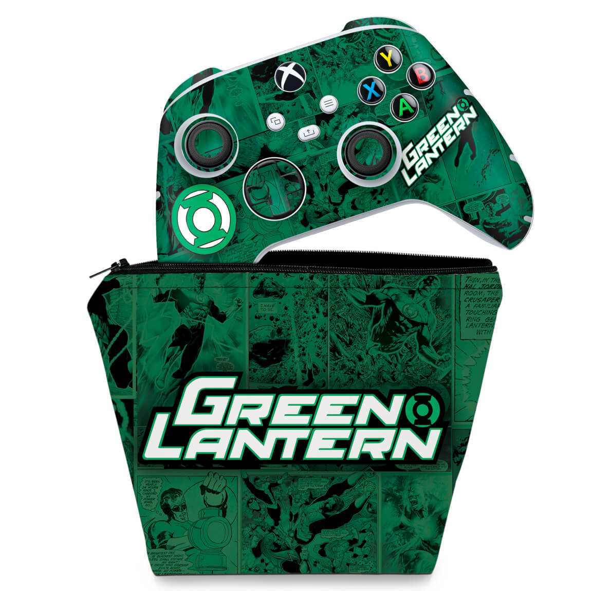KIT Capa Case e Skin Anti-Rage Xbox Series S X Controle - Lanterna Verde Comics