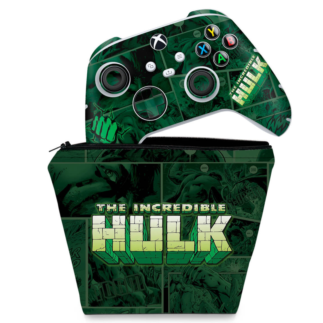 KIT Capa Case e Skin Anti-Rage Xbox Series S X Controle - Hulk Comics - Pop Arte Skins
