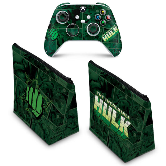 KIT Capa Case e Skin Anti-Rage Xbox Series S X Controle - Hulk Comics