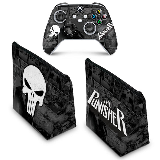 KIT Capa Case e Skin Anti-Rage Xbox Series S X Controle - The Punisher Justiceiro Comics