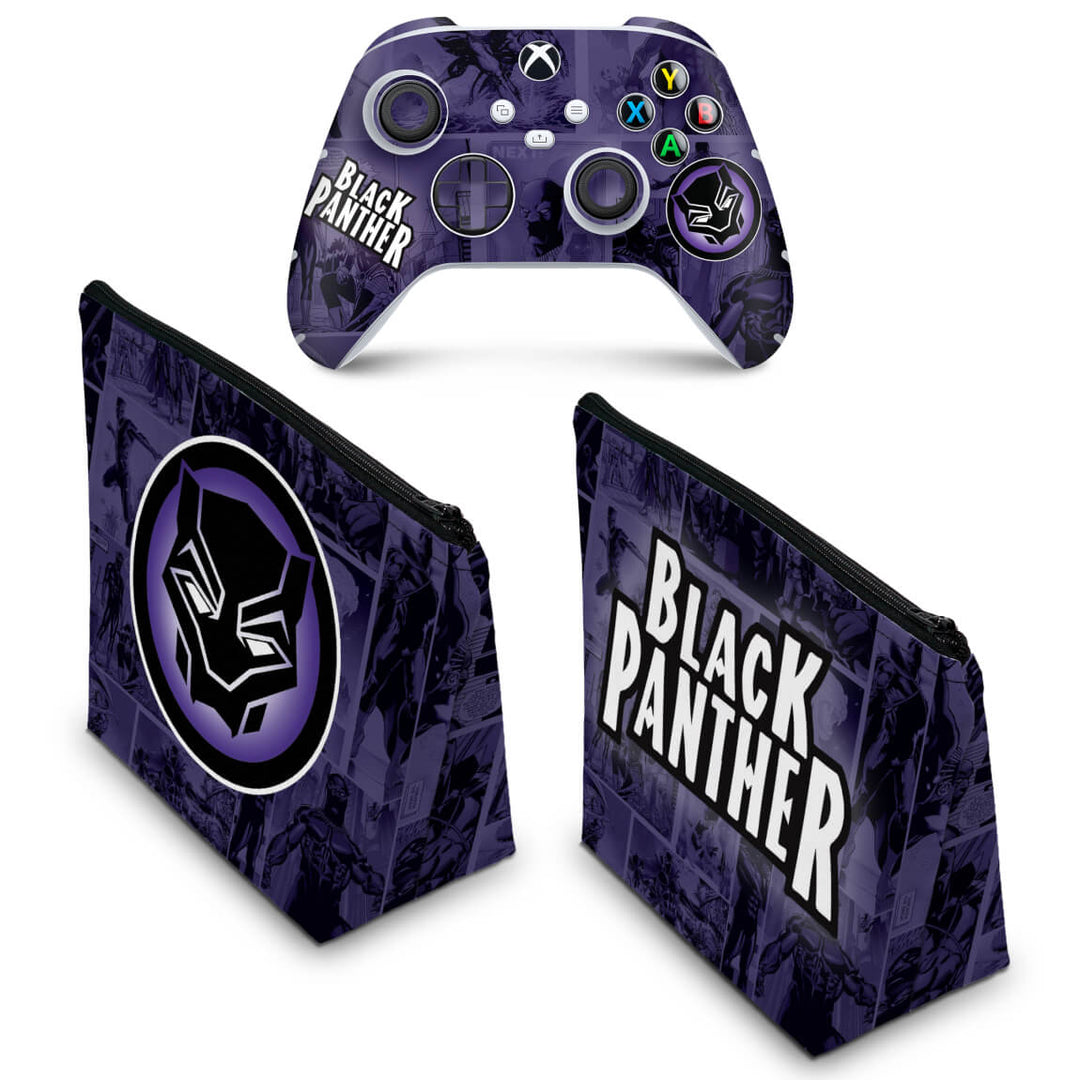 KIT Capa Case e Skin Anti-Rage Xbox Series S X Controle - Pantera Negra Comics - Pop Arte Skins - foto 2