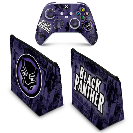 KIT Capa Case e Skin Anti-Rage Xbox Series S X Controle - Pantera Negra Comics
