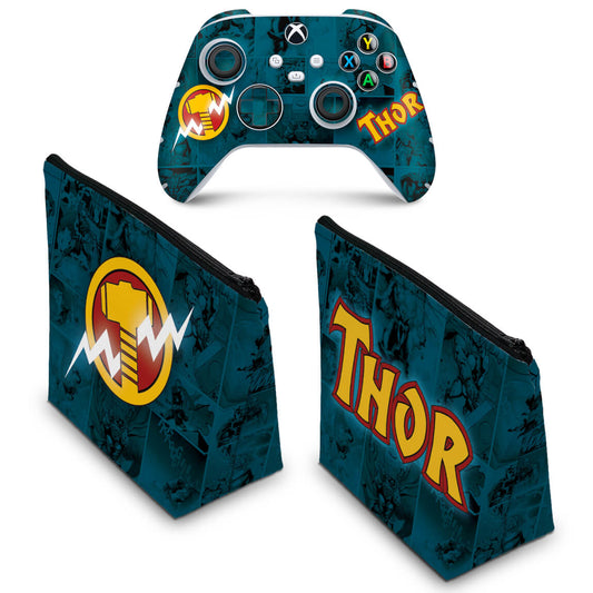 KIT Capa Case e Skin Anti-Rage Xbox Series S X Controle - Thor Comics