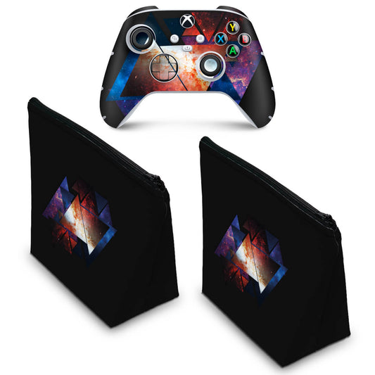 KIT Capa Case e Skin Anti-Rage Xbox Series S X Controle - Abstrato #90