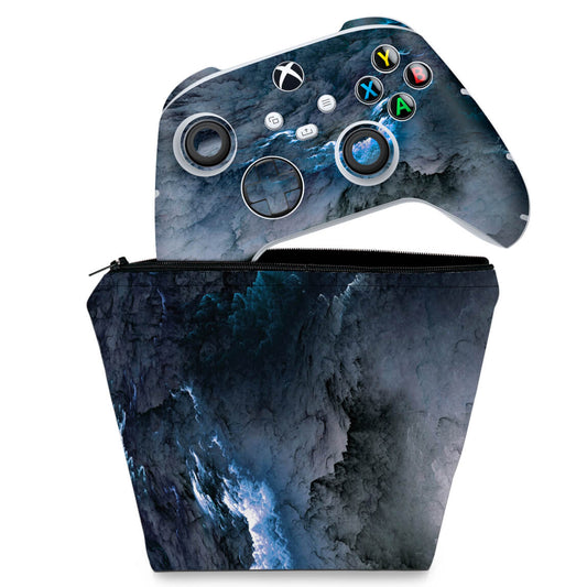 KIT Capa Case e Skin Anti-Rage Xbox Series S X Controle - Abstrato #91