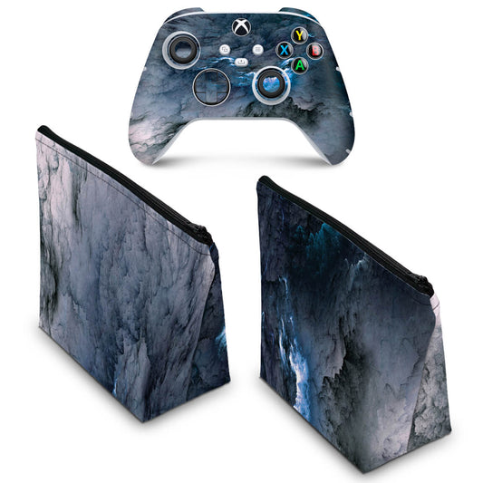 KIT Capa Case e Skin Anti-Rage Xbox Series S X Controle - Abstrato #91
