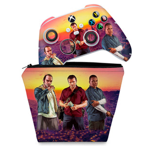 KIT Capa Case e Skin Anti-Rage Xbox Series S X Controle - GTA V - Pop Arte Skins