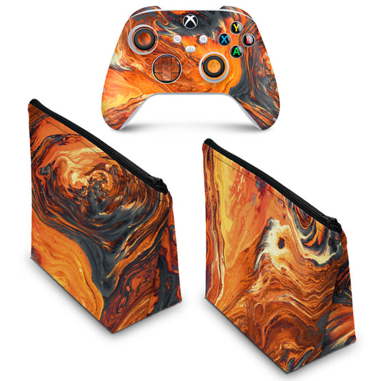 KIT Capa Case e Skin Anti-Rage Xbox Series S X Controle - Abstrato #95