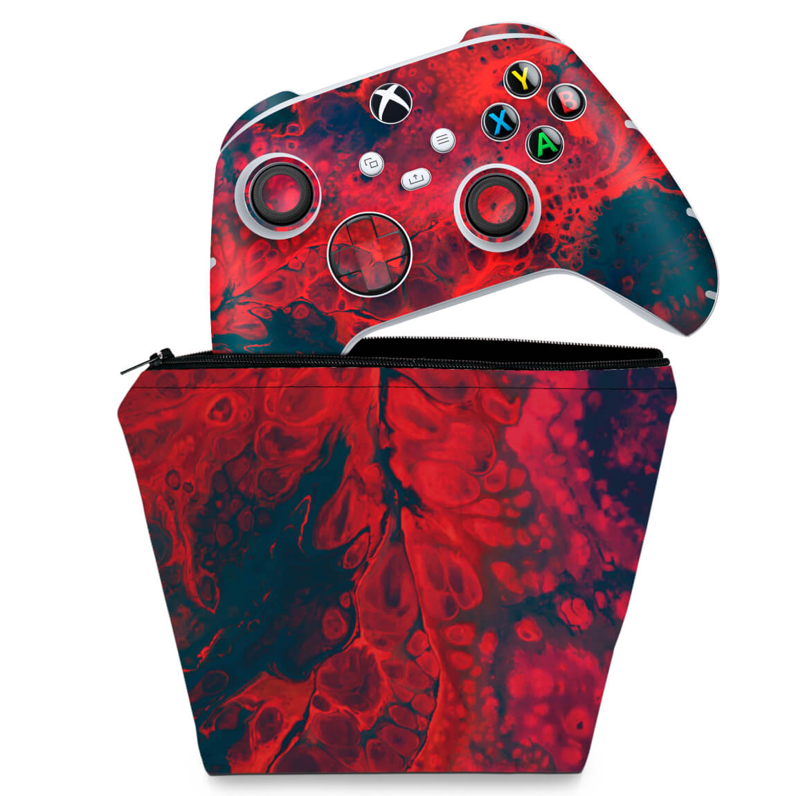 KIT Capa Case e Skin Anti-Rage Xbox Series S X Controle - Abstrato #98