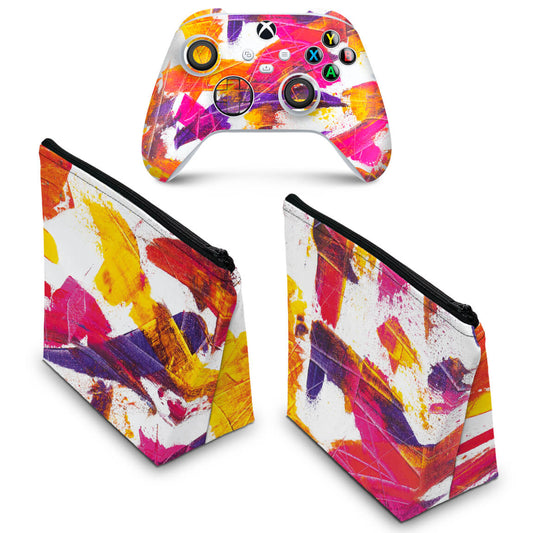 KIT Capa Case e Skin Anti-Rage Xbox Series S X Controle - Abstrato #103