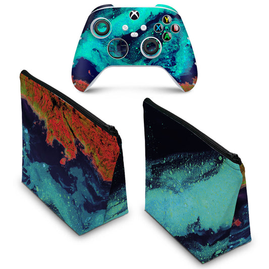KIT Capa Case e Skin Anti-Rage Xbox Series S X Controle - Abstrato #105