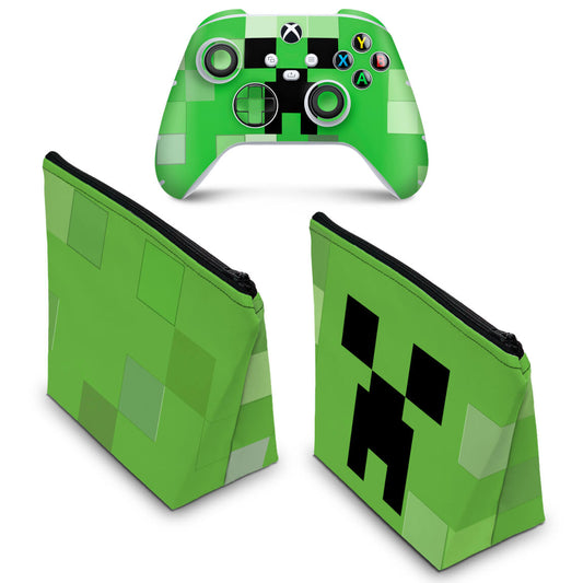 KIT Capa Case e Skin Anti-Rage Xbox Series S X Controle - Creeper Minecraft