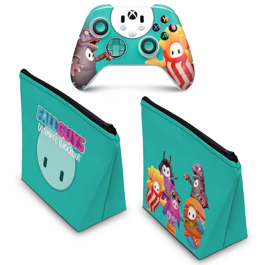 KIT Capa Case e Skin Anti-Rage Xbox Series S X Controle - Fall Guys