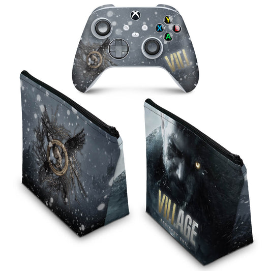 KIT Capa Case e Skin Anti-Rage Xbox Series S X Controle - Resident Evil Village