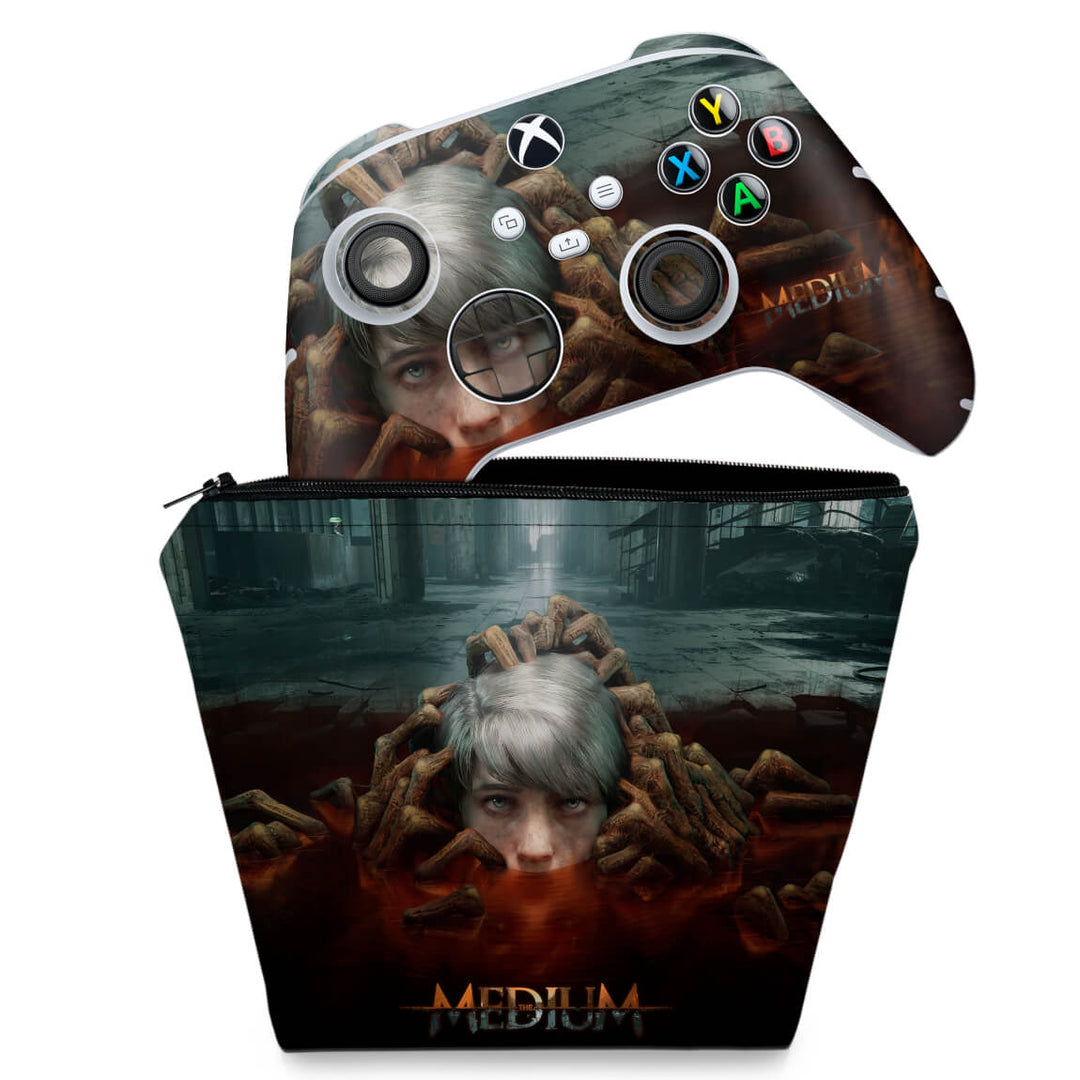 KIT Capa Case e Skin Anti-Rage Xbox Series S X Controle - The Medium