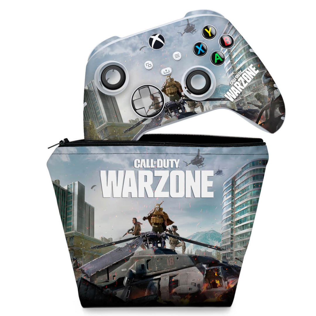 KIT Capa Case e Skin Anti-Rage Xbox Series S X Controle - Call of Duty Warzone