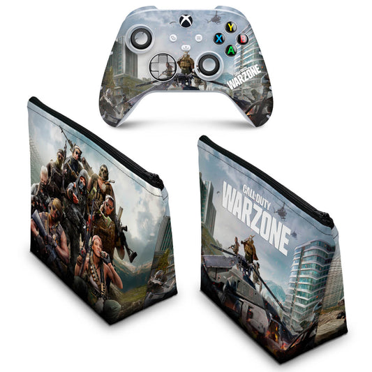 KIT Capa Case e Skin Anti-Rage Xbox Series S X Controle - Call of Duty Warzone