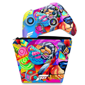 KIT Capa Case e Skin Anti-Rage Xbox Series S X Controle - Forza Horizon 5 - Pop Arte Skins